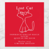 Kattenredding geïnspireerd, rode aangepaste wijnla wijn etiket (Enkel label)