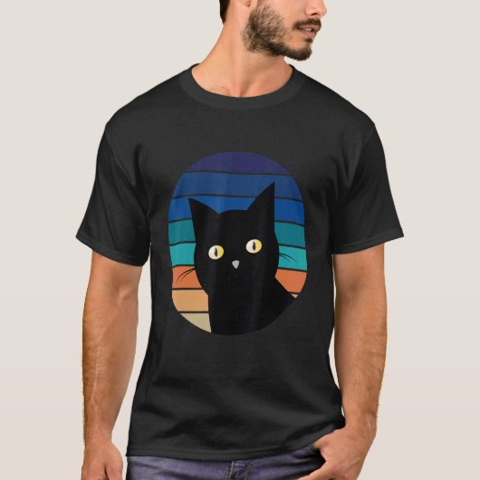 kattenretro Cat Black Cat T-shirt (Voorkant)