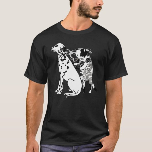 Kattenroken en Tattoo van Dalmatische honden T-shirt (Voorkant)