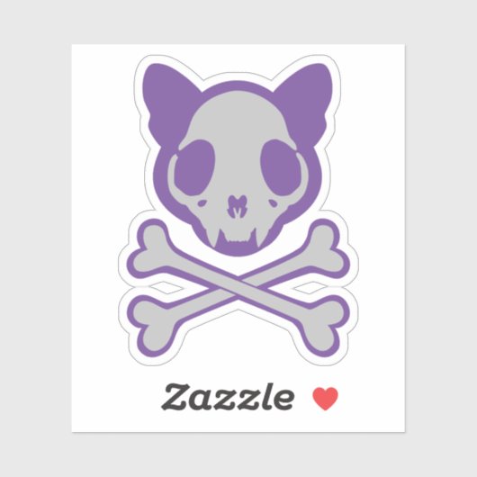 kattenschedel en kruisbeenderen sticker (Vel)