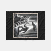 Kattenselfie met Bigfoot en UFO Funny Sasquatch Ca Fleece Deken (Voorkant (Horizontaal))