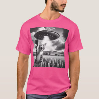Kattenselfie met buitenaardse UFO Funny Cat T-shirt