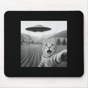 Kattenselfie met buitenaardse UFO grappige kattenc Muismat