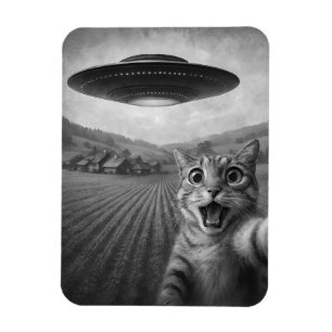 Kattenselfie met buitenaardse UFO grappige katteng Magneet