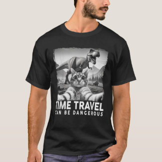 Kattenselfie met dinosaurustijdreizen kan gevaarli t-shirt
