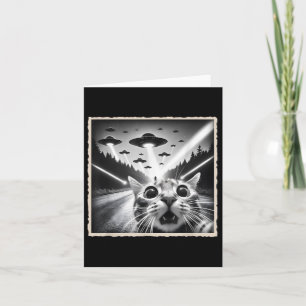 Kattenselfie met UFO _ Funny Alien & Kat Kaart