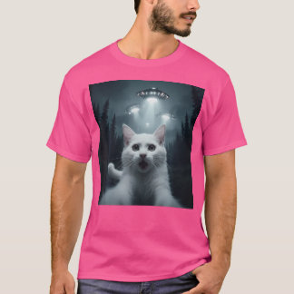 Kattenselfie met ufo grappig t-shirt