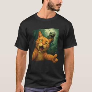 Kattenselfie T-Rex Jacht Grappige Dinosaur Meme Gr T-shirt