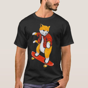 Kattenskater katteskateboard kattenliefhebber t-shirt