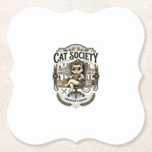 Kattensociëteit Kat Alcohol Bar Humor Vintage Vect Kartonnen Onderzetters
