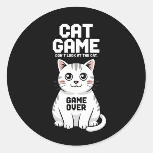 Kattenspel Kijk niet naar de kat over grappig Ronde Sticker