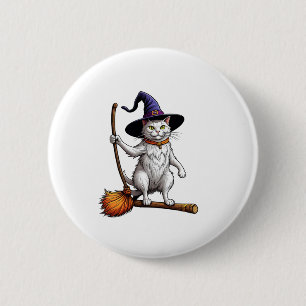 Kattentovenaar Halloween heks Mystieke Kattenliefh Ronde Button 5,7 Cm