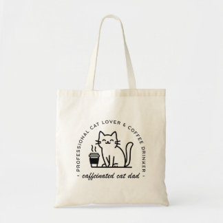 Kattenvader en koffieliefhebber grappige hipster tote bag