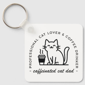 Kattenvader en koffieliefhebbers hipster sleutelhanger