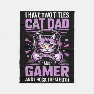 Kattenvader Gamer Grappige Gamer Vader Voor Mannen Fleece Deken
