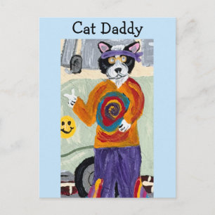 Kattenvader Hippie Tuxedo Kat Uitnodiging Briefkaart