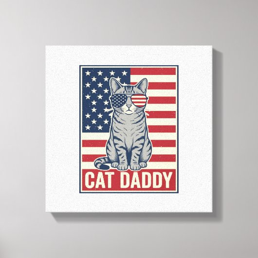 Kattenvader Patriottische Kat Vector Design_1 Canvas Afdruk (Voorkant)