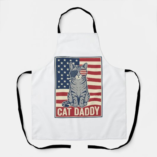 Kattenvader Patriottische Kat Vector Design_1 Schort (Voorkant)