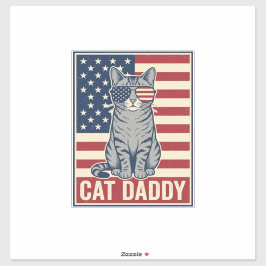 Kattenvader Patriottische Kat Vector Design_1 Sticker (Vel)