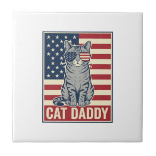 Kattenvader Patriottische Kat Vector Design_1 Tegeltje