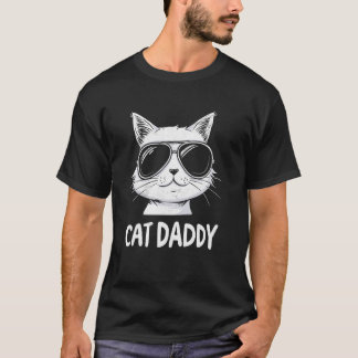 Kattenvader Vintage Grappige Kattenzonnebril Opa D T-shirt
