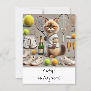 Kattenverjaardagsthema voor tennisspeler briefkaart