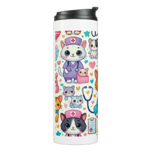 kattenverpleegkundige Skinny Tumbler, kawaii 20oz  Thermosbeker