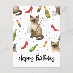 Kattenvissers koffie drinkende Verjaardag Briefkaart