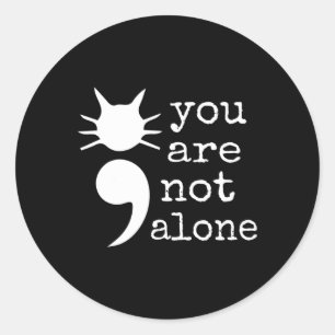 Kattenvorm Semicolon Gift Zelfmoord Preventie Awar Ronde Sticker