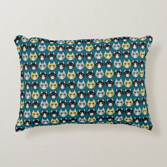 Kattenvrouw teal accent kussen (Voorkant)