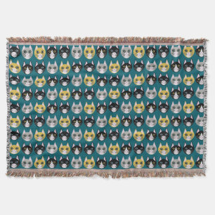 Kattenvrouw teal deken