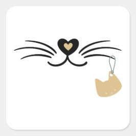 Kattenwhiskers Vierkante Sticker