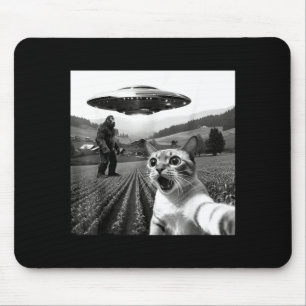 Kattenzelfie met Alien Ufo Grappige Kat Alien Bigf Muismat