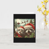 Kattenzelfie met Kerstmannenslee Weird Funny Wasbe Kaart (Gele Bloem)