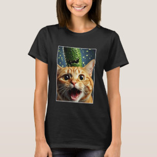 Kattenzelfie met Komkommer Grappige Huisdiereneige T-shirt