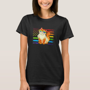 Kattenzonnebril Lgb Gay Regenboog Pride Vlag Manne T-shirt