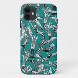 kattepartij blauwgroen iPhone 11 hoesje