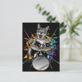 Katterummer Drumspelend Briefkaart (Staand voorkant)