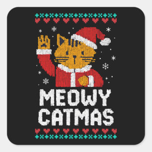 Kattig Katkerstmis Vierkante Sticker