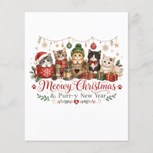 Kattig kerstfeest en Poes Nieuwjaar Flyer