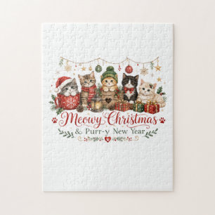 Kattig kerstfeest en Poes Nieuwjaar Legpuzzel