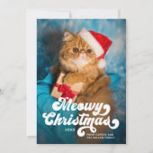 Kattig kerstfeest leuk modern foto feestdagenkaart (Voorkant)
