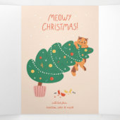 Kattig kerstfeest - Ondeugende kattenpret Drieluik Wenskaart (Binnenkant midden)