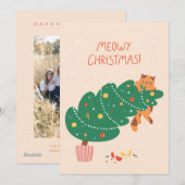 Kattig kerstfeest - Ondeugende kattenpret Feestdagenkaart (Voorkant / Achterkant)