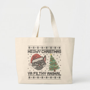 Kattig kerstfeest, smerig beest - Lelijke Kerst Grote Tote Bag