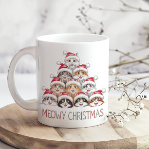 Kattig Kerstmis Funny Gestapelde Katten – Schattig Koffiemok