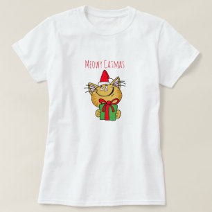 Kattig Kerstmis Kat Dames Basic T-Shirt