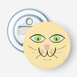Kattige Grappige Gezicht Cartoon-29034 Button Flesopener