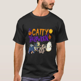 Kattige Halloween Kat Halloween Geest Kat Kleding T-shirt