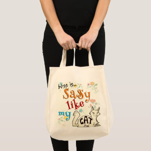 Kattige houding Sassy Like My Cat Krachtige Kleur Tote Bag